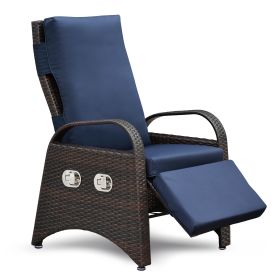 Outdoor Recliner Chair,Separate Adjustment Mechanism PE Wicker Adjustable Reclining Lounge Chair and Removable Soft Cushion